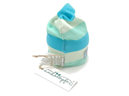 Frühchenmütze/ Beanie, "Mein Wunder", blau gestreift, verschiedene Größen