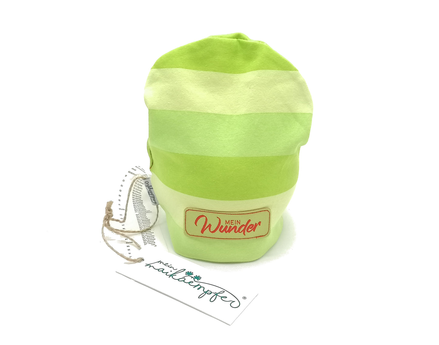 Frühchenmütze/ Beanie, "Mein Wunder", grün gestreift, verschiedene Größen